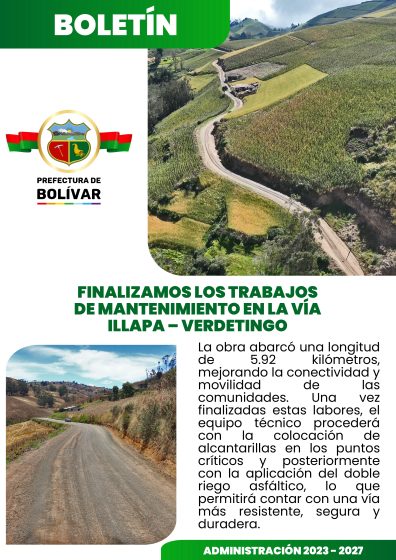 FINALIZAMOS LOS TRABAJOS DE MANTENIMIENTO EN LA VÍA ILLAPA – VERDETINGO
