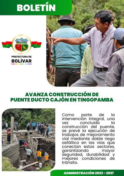 AVANZA CONSTRUCCIÓN DE PUENTE DUCTO CAJÓN EN TINGOPAMBA