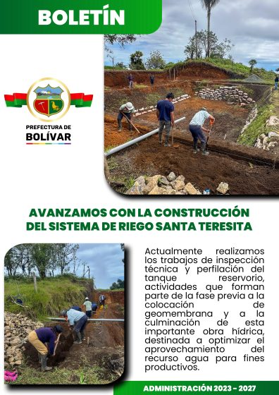 AVANZAMOS CON LA CONSTRUCCIÓN DEL SISTEMA DE RIEGO SANTA TERESITA